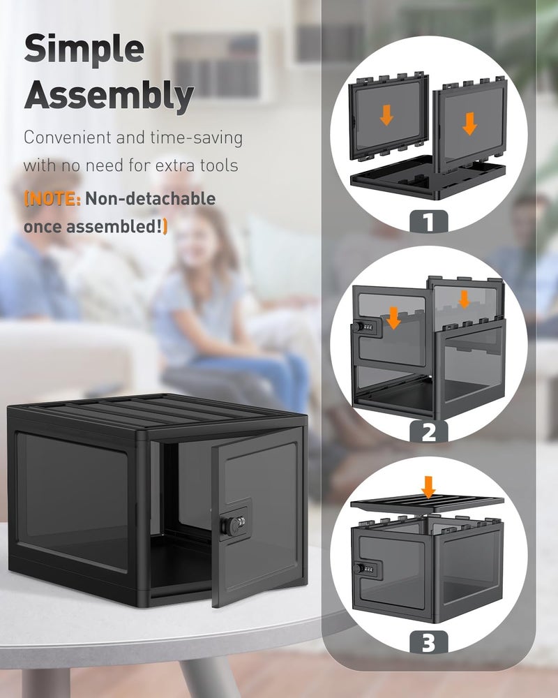 Uniclife Black Medicine Lock Box with Combination Lock 13 L Large Locking Medication Box Lockable Storage Box for Personal Items Phones Food & Snacks Stackable Fridge Lock Box for Home Office - Image 4